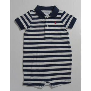 Polo Ralph Lauren Baby Boys Shortall One Piece Romper Blue Striped